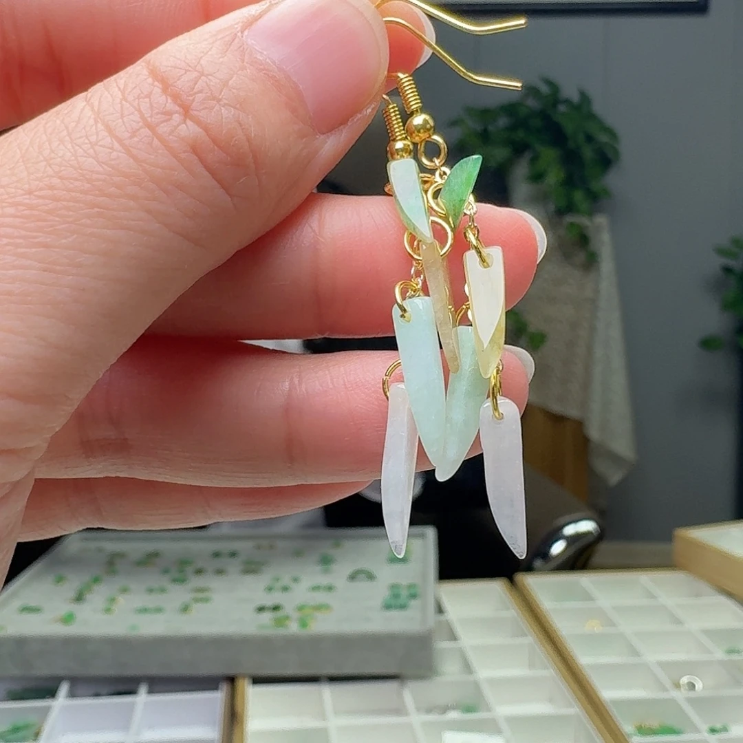 翡翠银S925镶嵌耳饰多样性发货其一