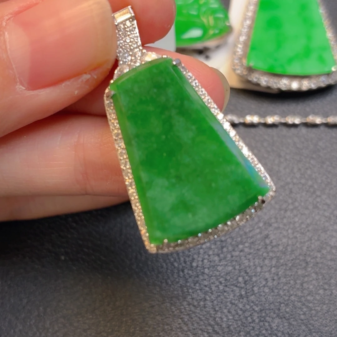 翡翠银S925镶嵌吊坠(不含链)