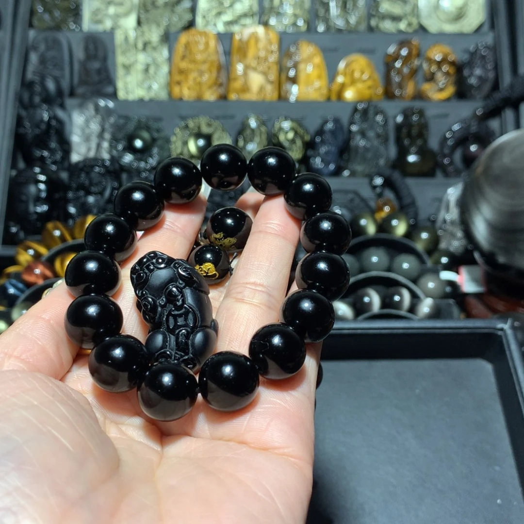 未镶嵌黑曜岩手链云****汇定制