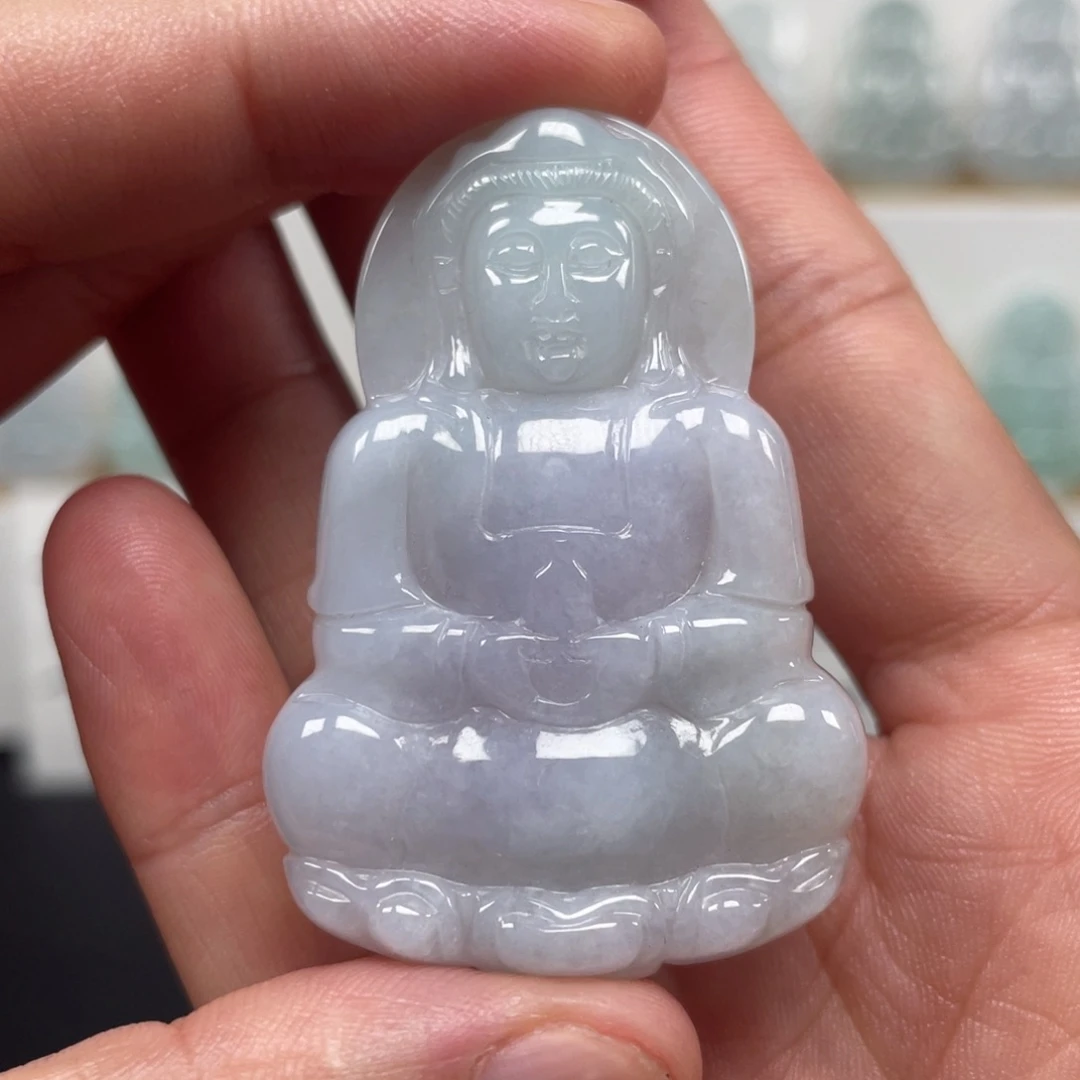 翡翠未镶嵌颈饰天然翡翠A货观音55号