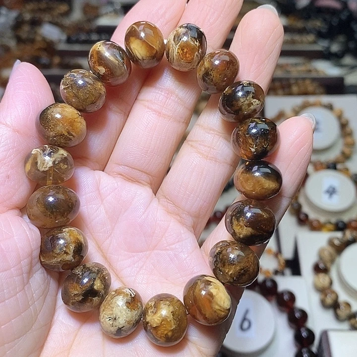 战***士琥珀未镶嵌裸石蜡花13m