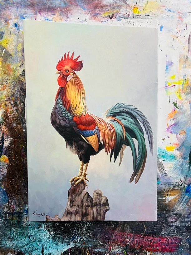 公鸡挂画房间画不含内框尺寸的60.90