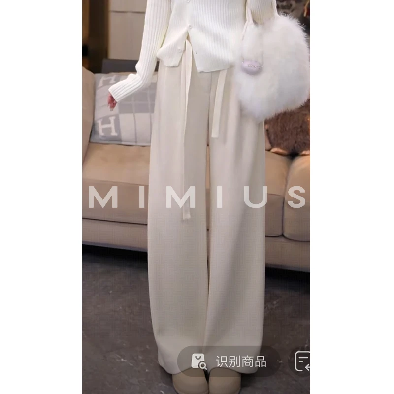 【mimius】P 羊毛醋酸高腰显瘦宽松休闲裤（含腰绳） G10091