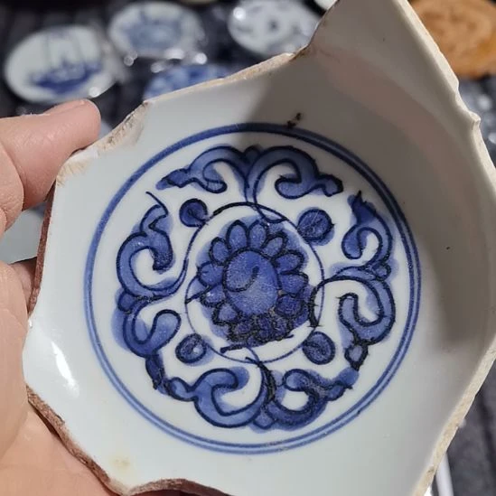 瓷片青花影青杯垫学习标本