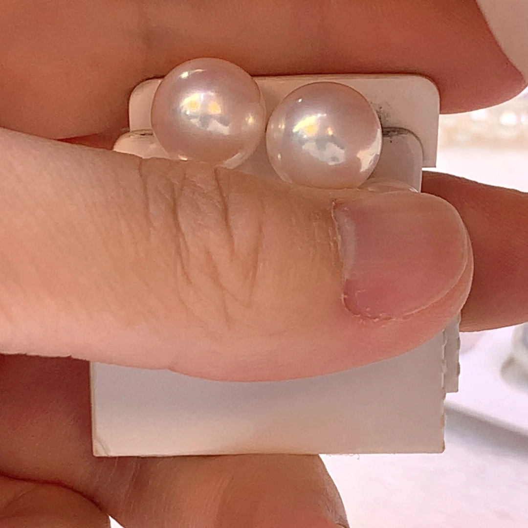 银S925镶嵌耳饰淡水珍珠