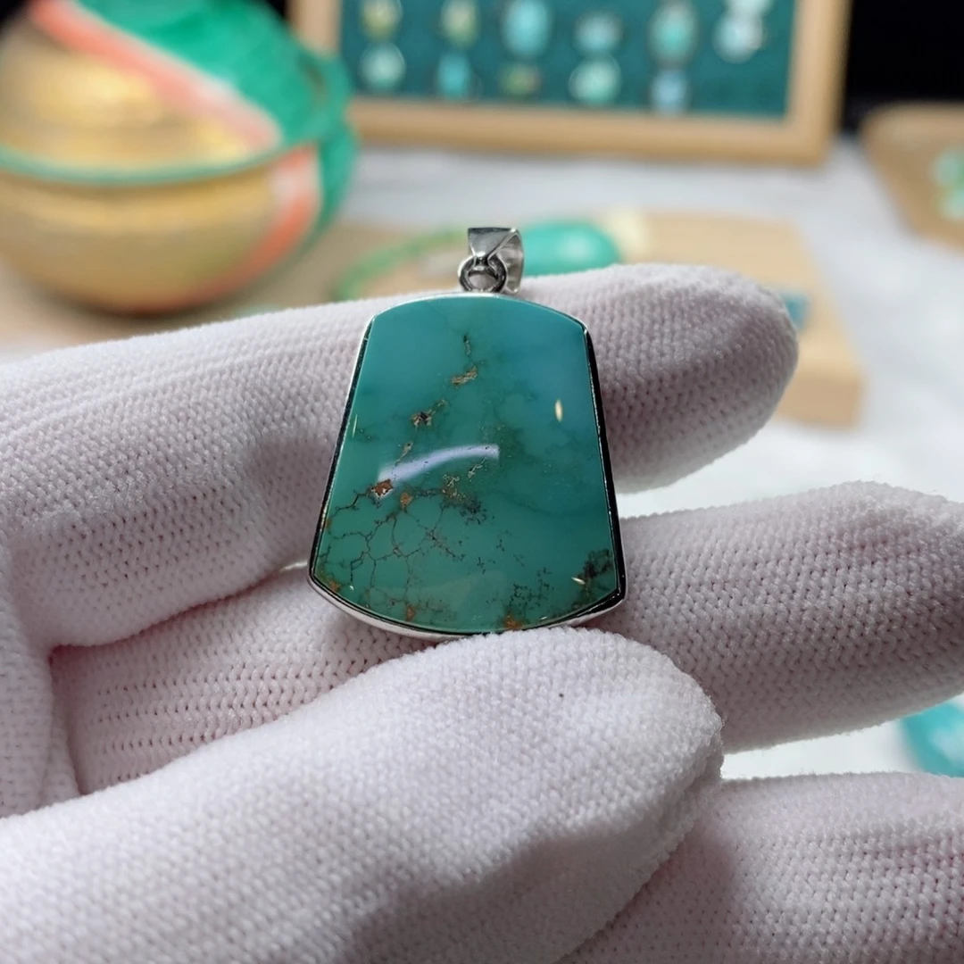 绿松石颈饰银S925镶嵌