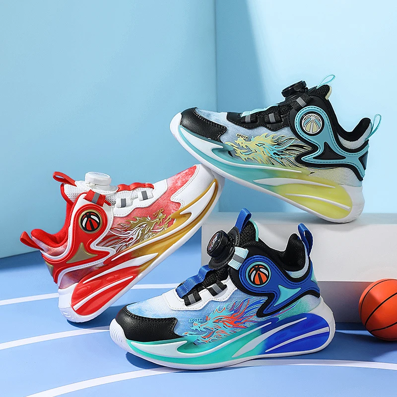 秋季新款男童青少年网面透气运动篮球鞋运动鞋