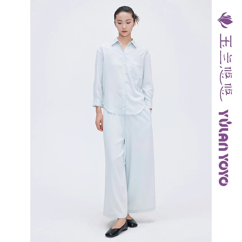 玉兰悠悠2025新款夏"沁爽夏日"牛仔长裤莱赛尔薄款抽绳直筒休闲裤