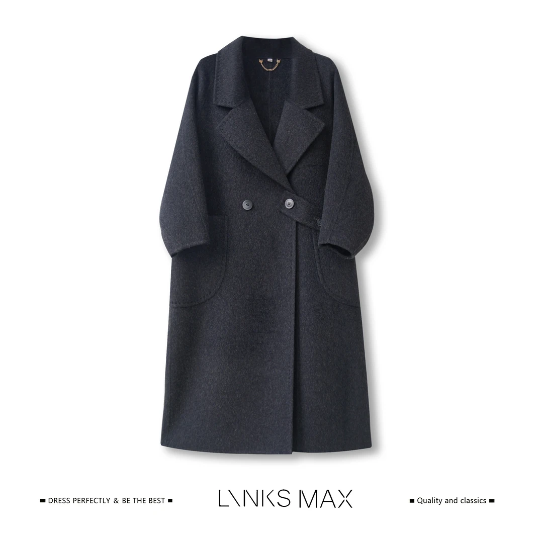 Links Max【可可专属】极简轻奢风双面绵羊毛驼绒呢大衣36880