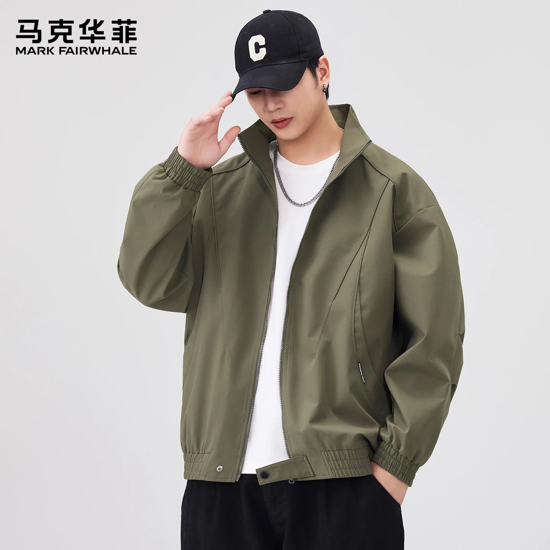 马克华菲美式工装外套夹克男春秋款潮牌棒球服翻领正肩复古休闲
