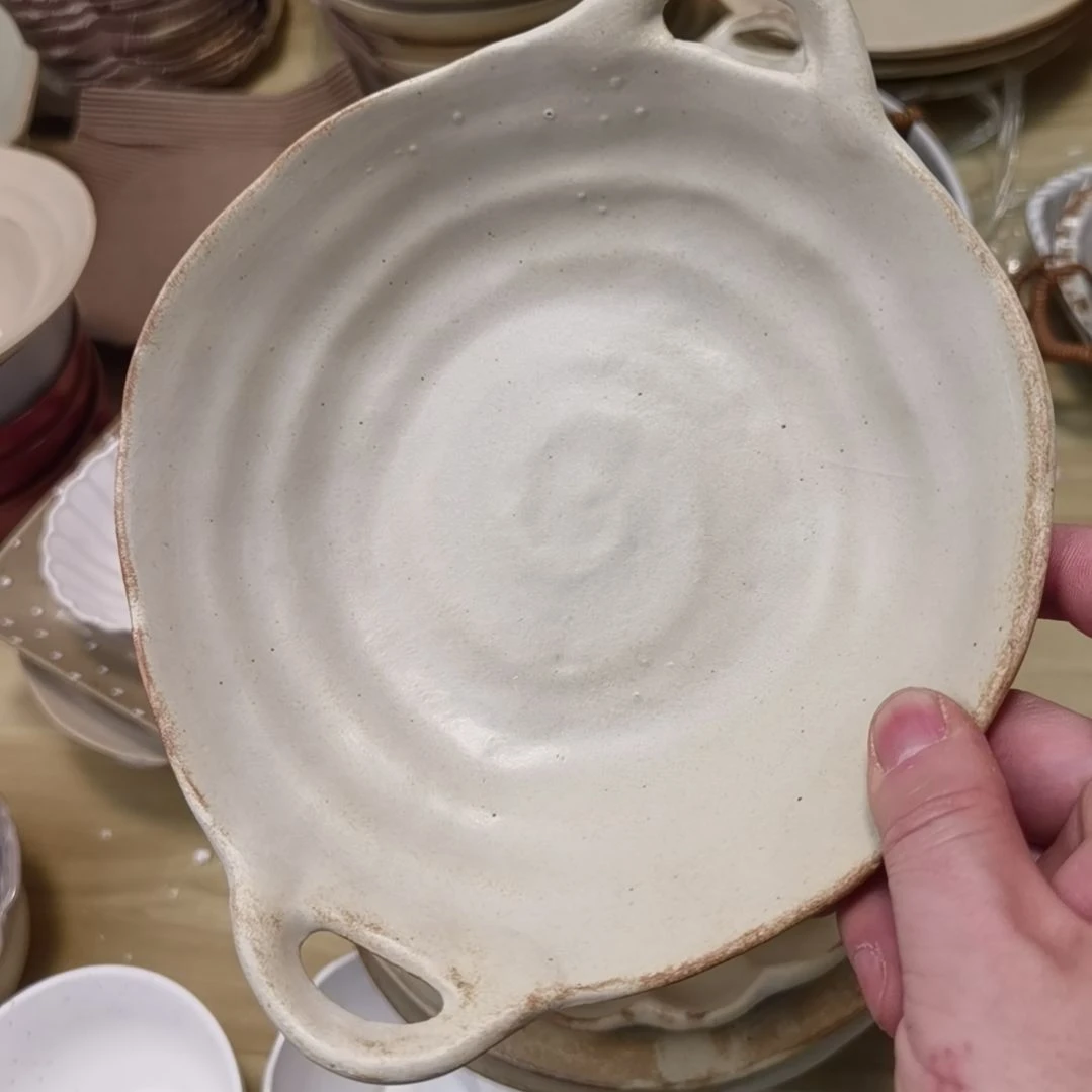 瓷片微瑕粗陶双耳两个一组