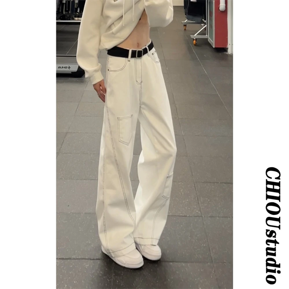 美式高街Vibe牛仔裤男女同款秋季宽松百搭阔腿工装裤轻奢痞帅男装