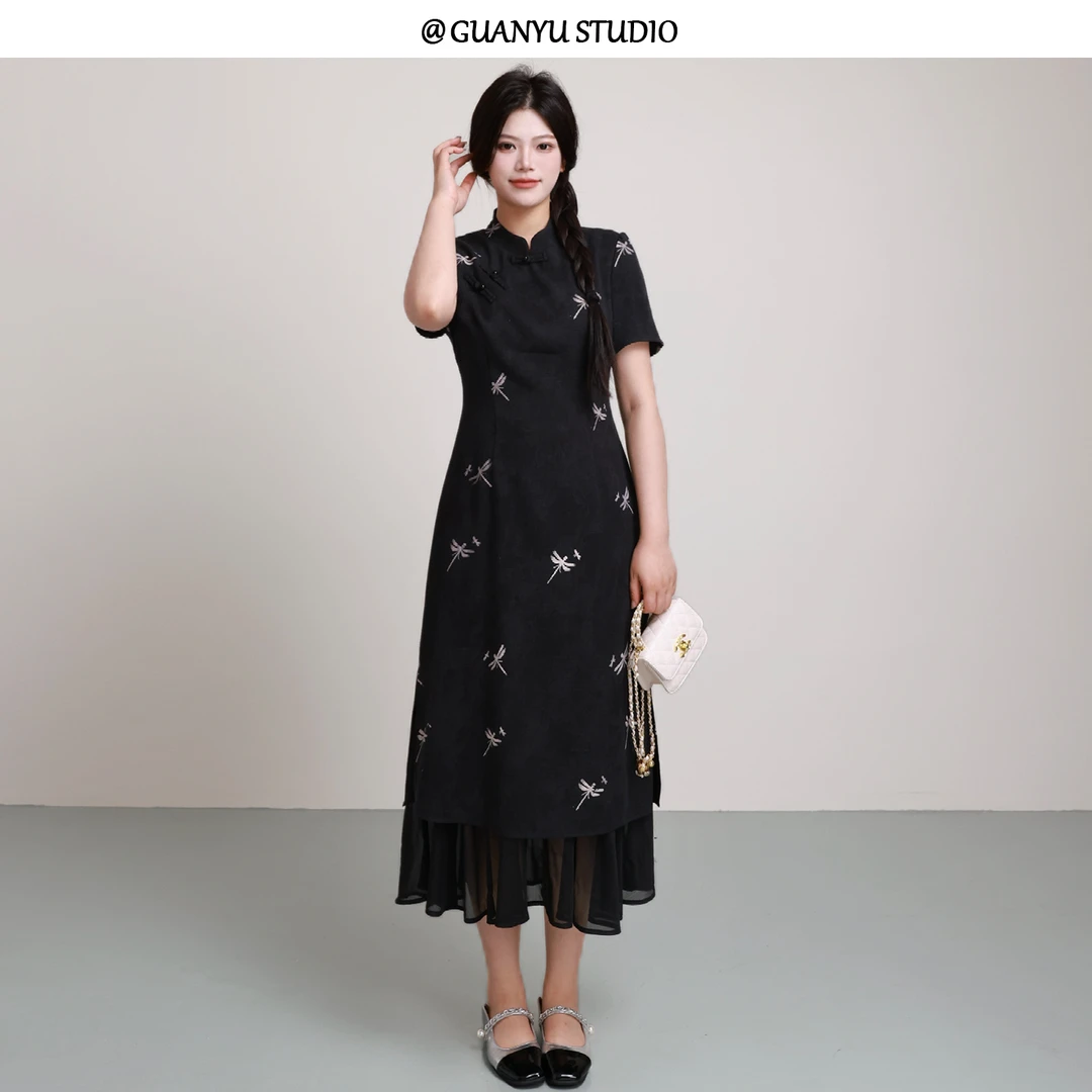 【如梦令】蛋妹大码女装微胖mm夏季新中式改良旗袍连衣裙DM29768