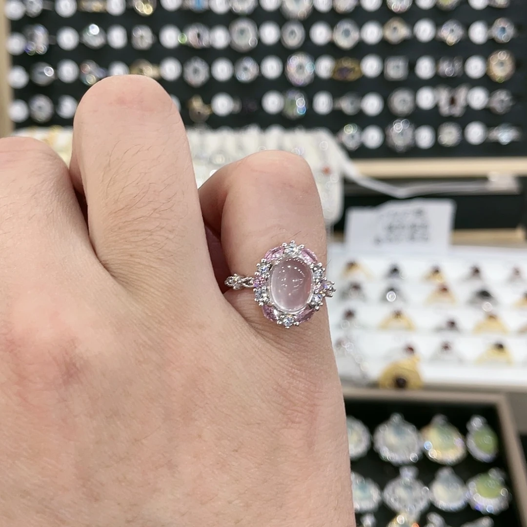 芙蓉石戒指银S925镶嵌想***了