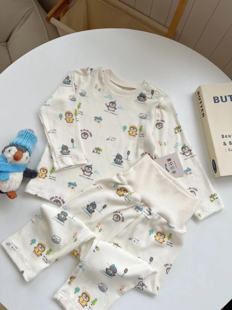 磨毛优可丝初秋宝宝高腰护肚家居服套装宝宝秋衣秋裤