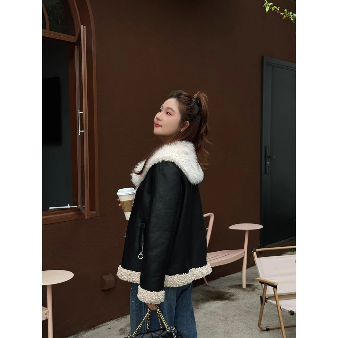 楠序【雪山派克】源子微胖女装 2025年冬装宽松百搭厚短外套YZ38105