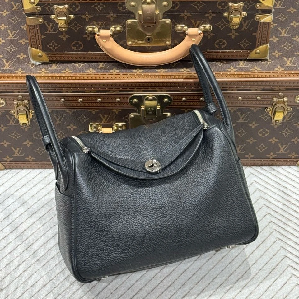 99新 Hermes/爱马仕 贝贝/x刻爱马仕黑银lindy30包