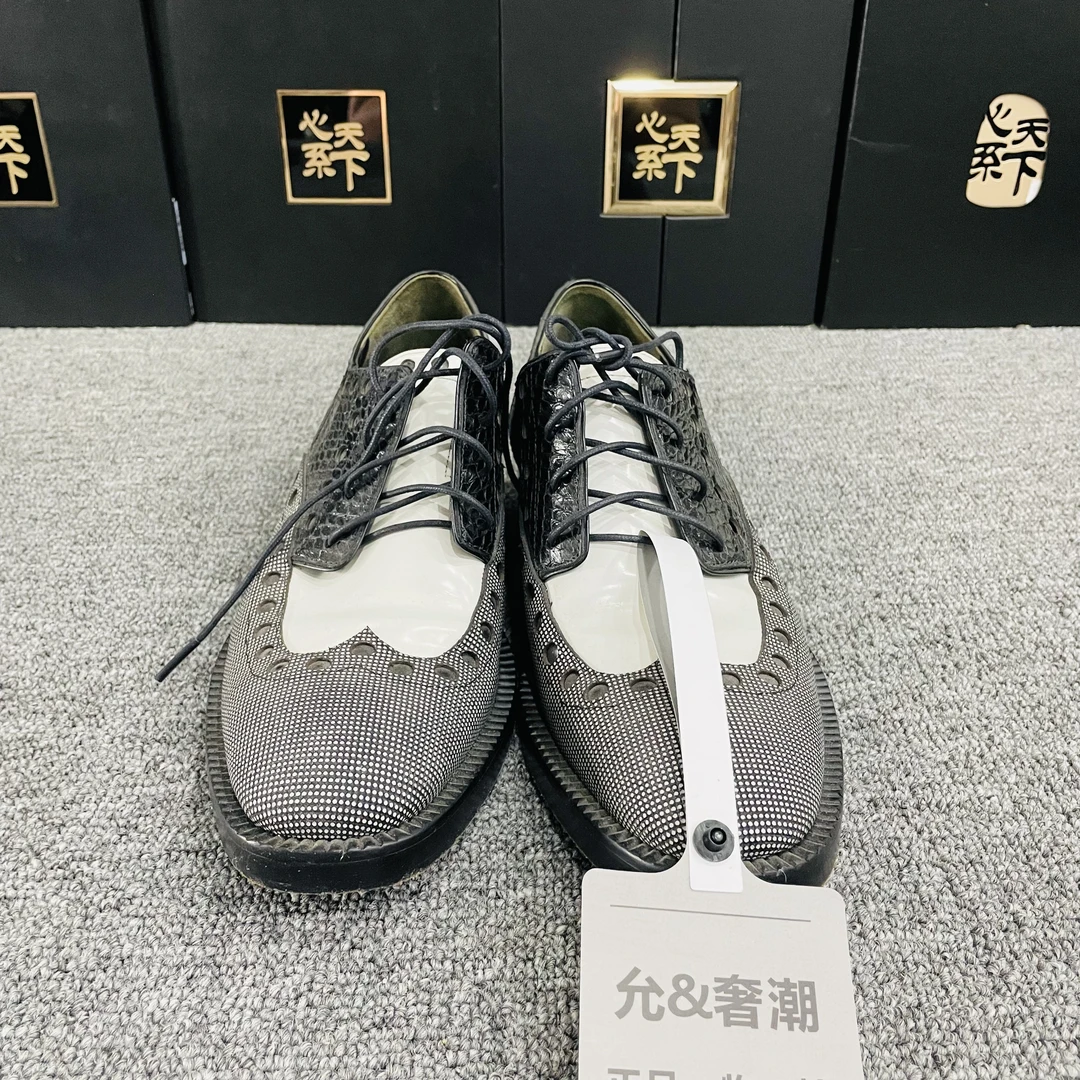 95新 YSL/圣罗兰 亚历山大王蛇皮拼接牛津鞋37码ysc0724