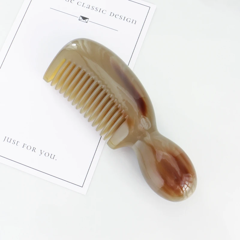 天然牛角梳子头部按摩梳可爱小胖随身便携梳顺发梳耐用手柄梳加厚