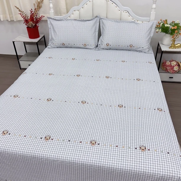 加厚粗布三件套床单+枕套【天使之翼】尺寸2.3X2.4米舒适柔软防滑