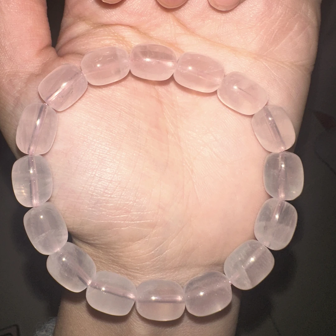 天然粉水晶女款单圈时尚百搭手饰手工编织手串