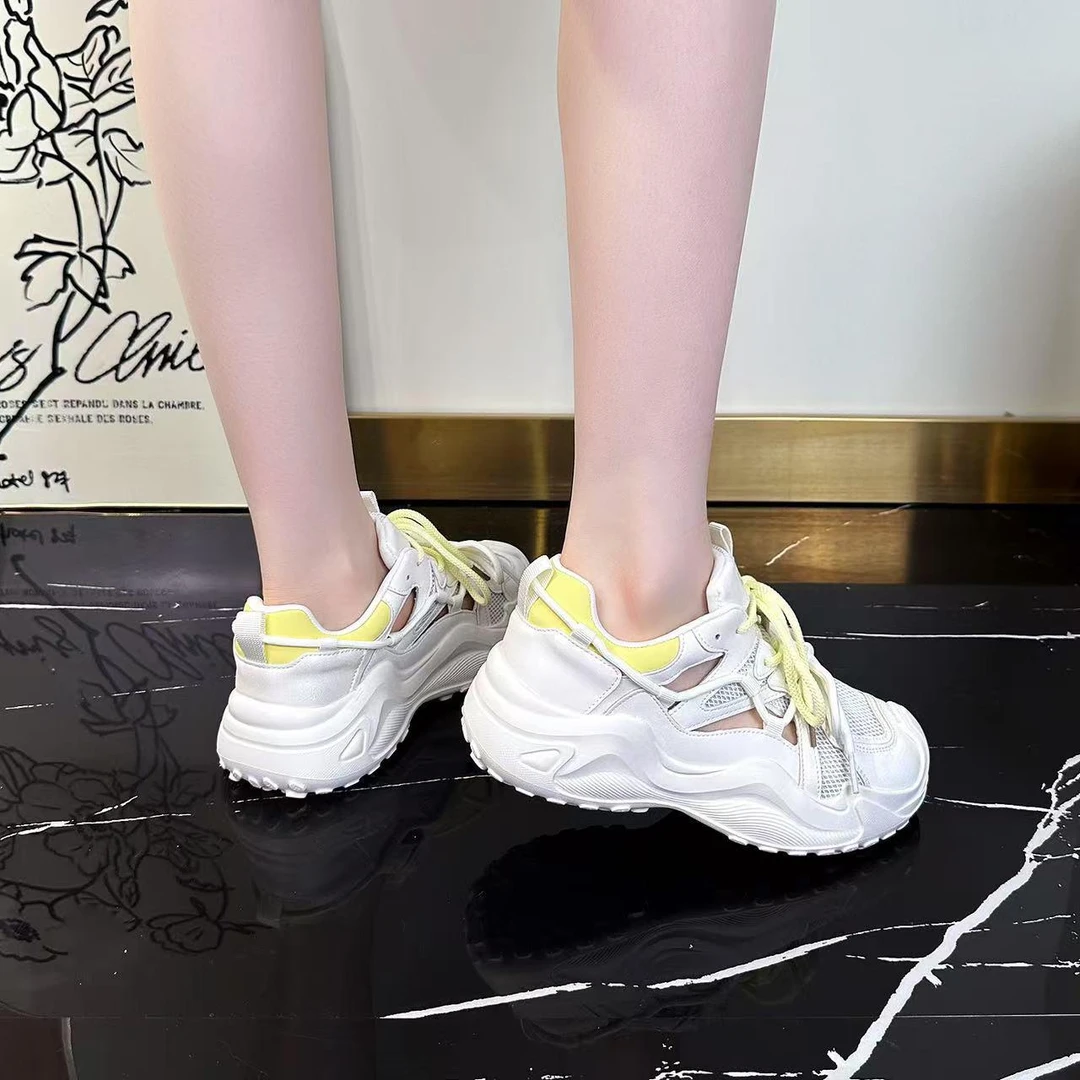 单网大码女鞋40-43老爹鞋女2025新款夏季外穿学生透气休闲百搭