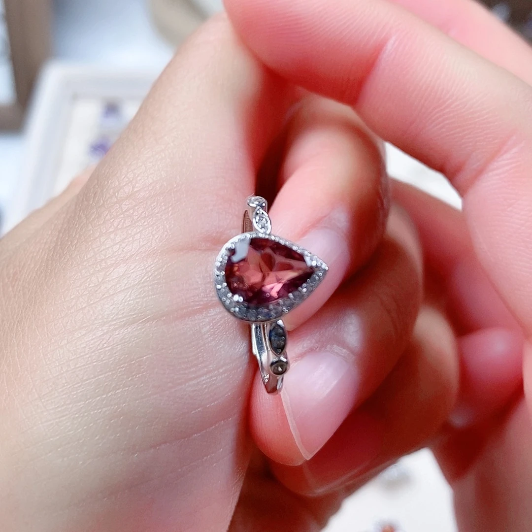 碧玺戒指银S925镶嵌戒指