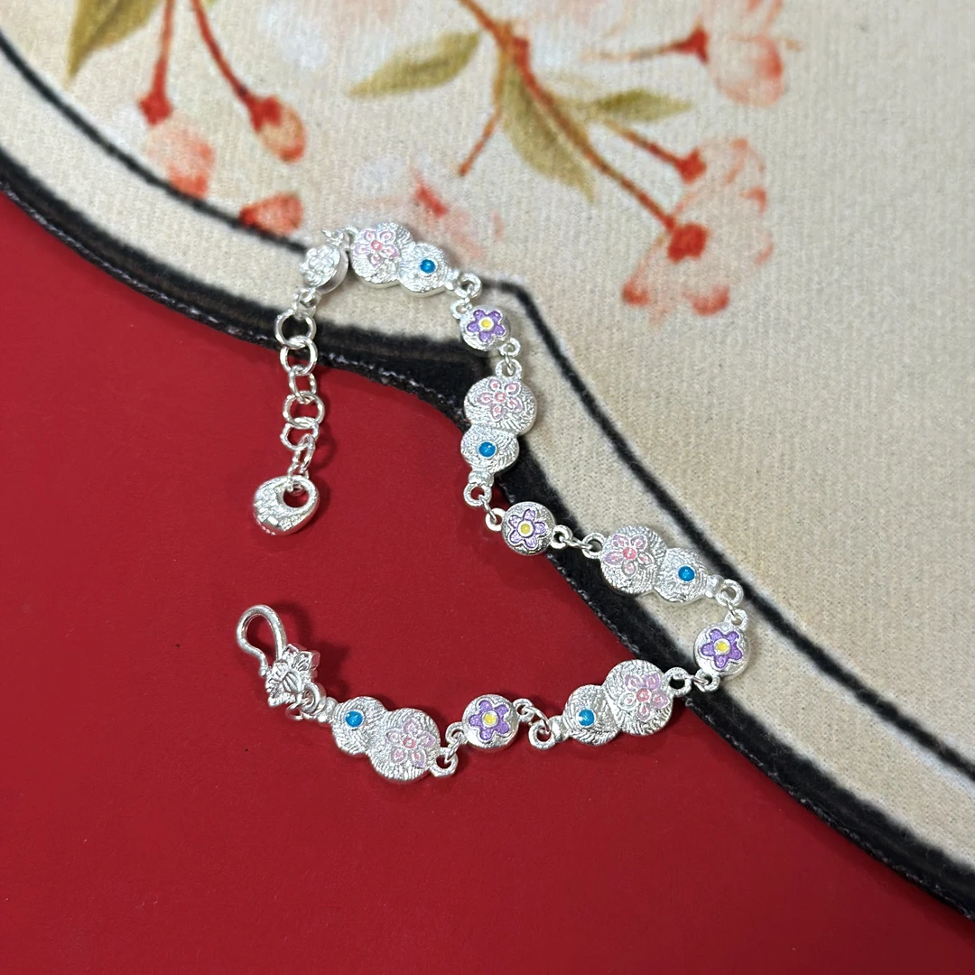 足银银制品 招财珐琅葫芦