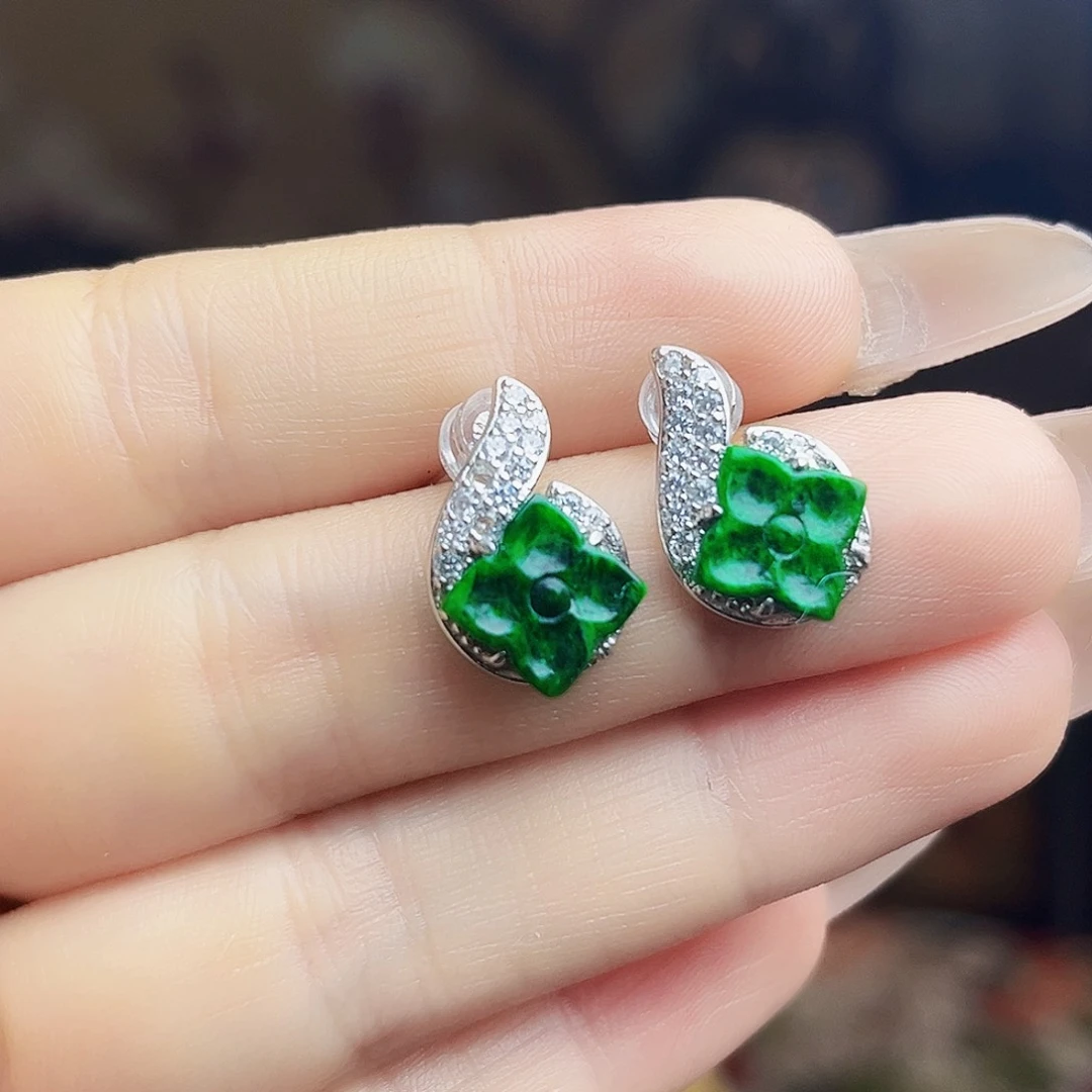 翡翠银S925镶嵌颈饰耳饰