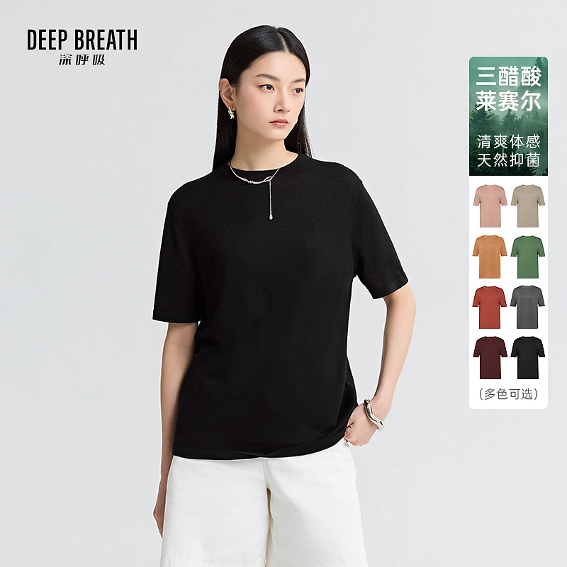 DEEP BREATH深呼吸女装新款圆领廓形三醋酸金银丝针织衫女A301815