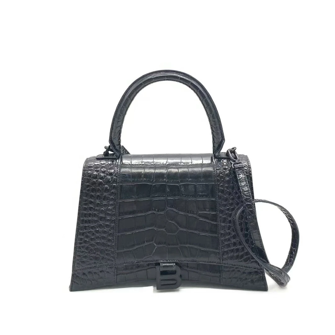 95新 Balenciaga/巴黎世家 【安则专属】黑金鳄压沙漏包/M码