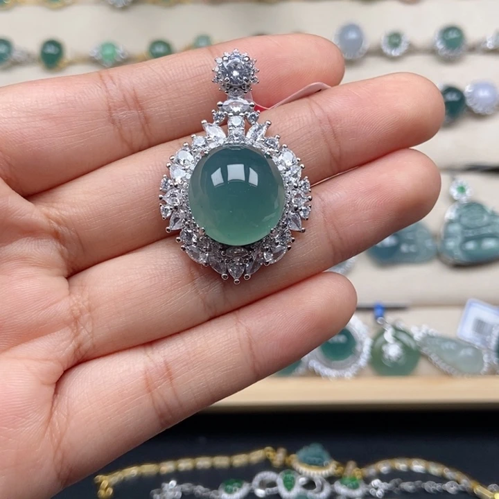 翡翠银S925镶嵌戒指