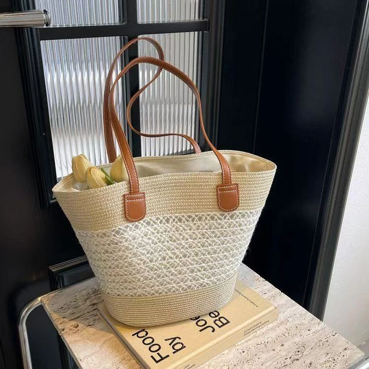 2025夏季海边沙滩旅游度假草编包包女新款时尚通勤单肩包托特法式