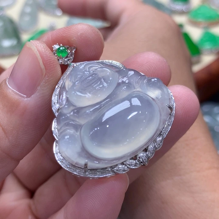 吊坠(不含链)18K金镶嵌翡翠