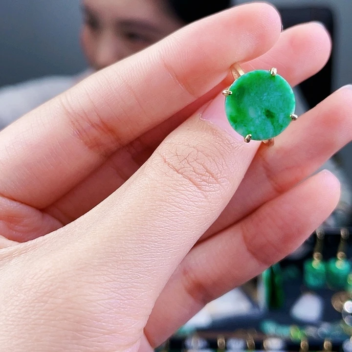 翡翠戒指银S925镶嵌饰品