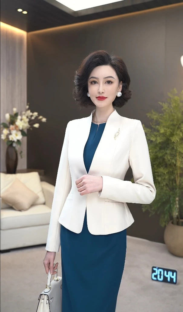 2025春新款高支精仿斜纹垂感抗皱优雅显瘦高奢气质西装外套WF2112