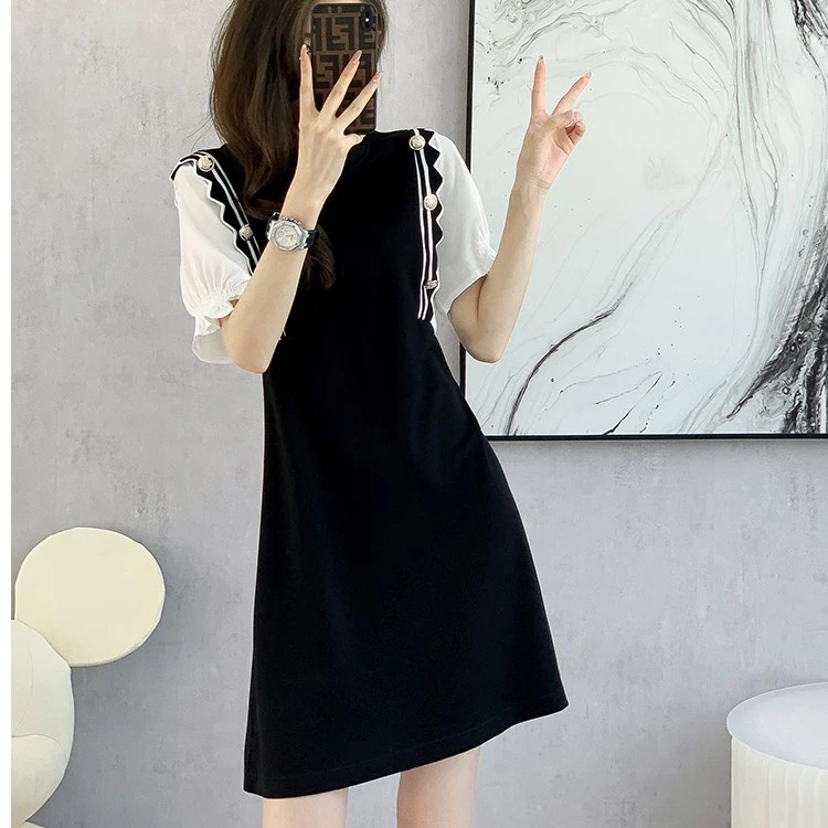 7816气质连衣裙高级感夏季新款法式黑色女装小香风设计感冰丝裙子