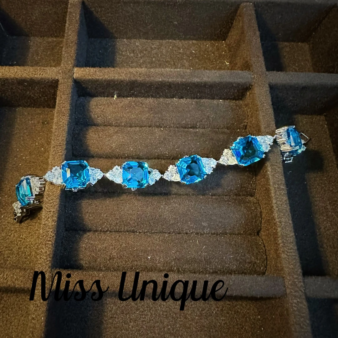 S2087蓝色小方糖拼接手链