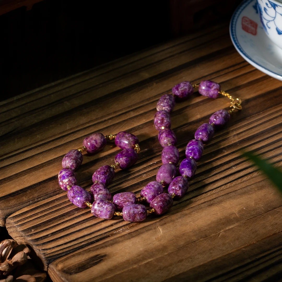 世间臻宝-18K金果酱舒俱来桶珠项链/40cm/7mm+/多样性发/P7140/孤