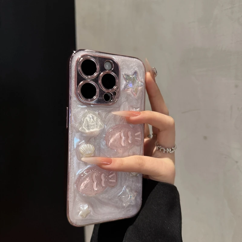 滴胶星星小鱼适用苹果16promax手机壳时尚iPhone15轻奢14气质13女