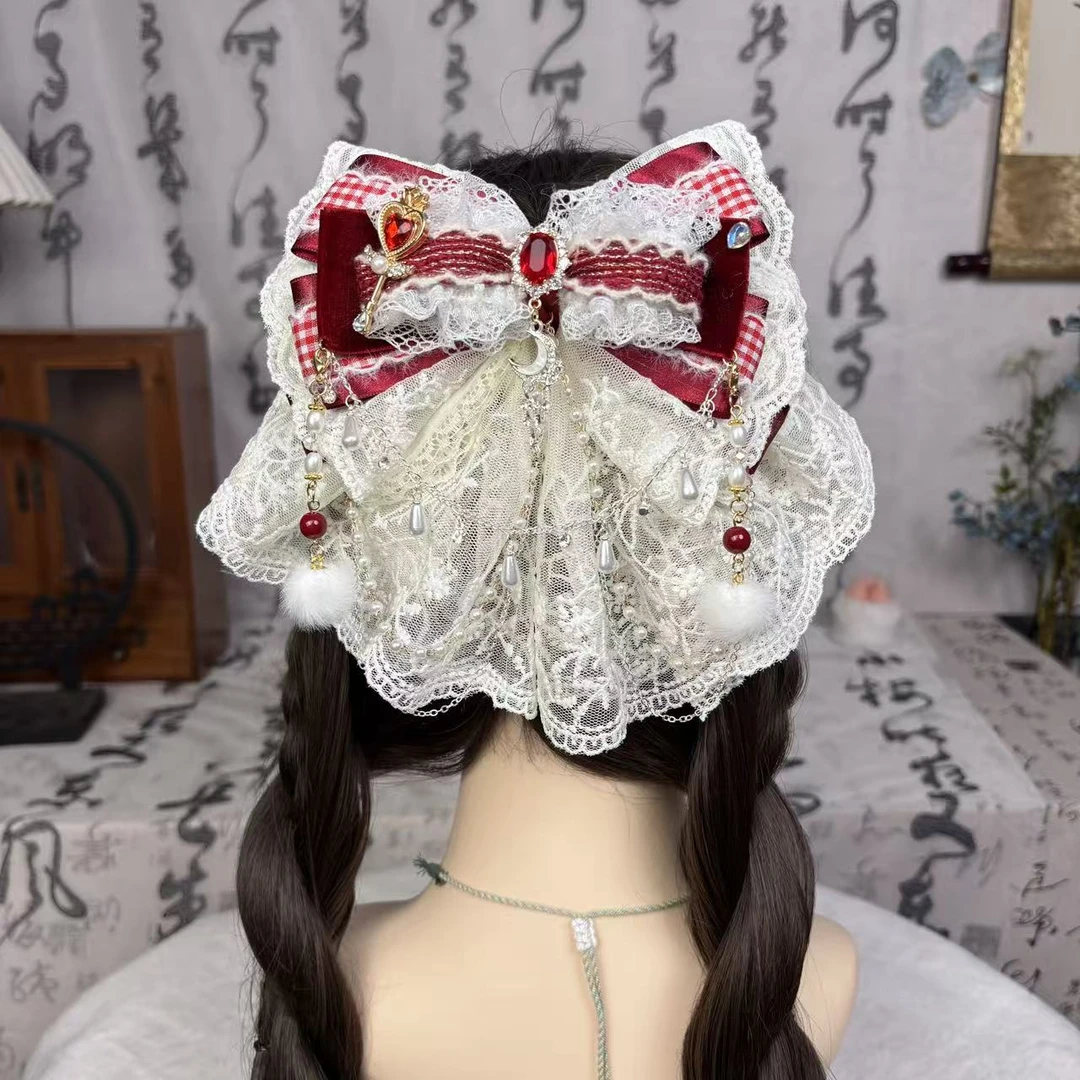 【假日甜心】洛丽塔发夹多层次蝴蝶结发饰头饰甜妹弹簧夹