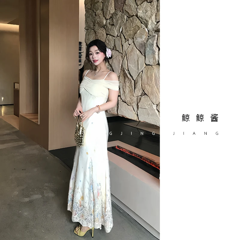 ZOZ鲸鲸酱【羽织幻纱】 夏季休闲气质法式小众高腰显瘦印花连衣裙