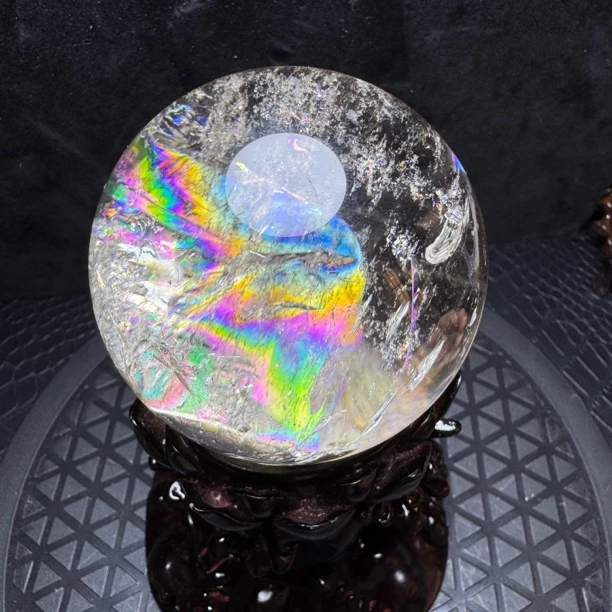 福利款天然彩虹金山白水晶球摆件