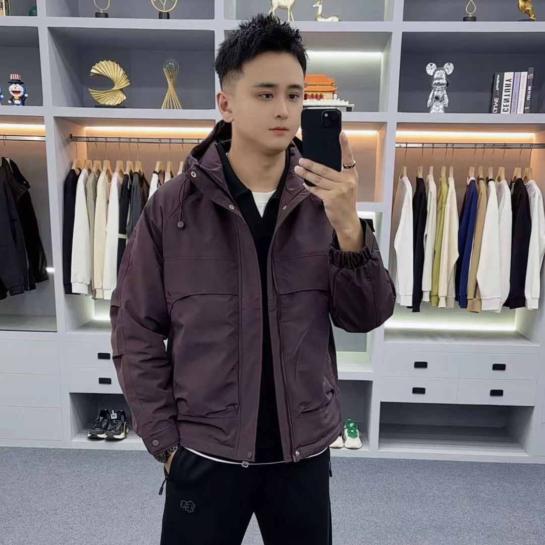 二棉外套男士秋冬2025新款连帽夹克加厚上衣服百搭防风冬装6067