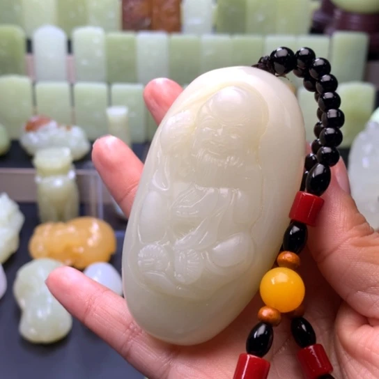 石材方解石手把件