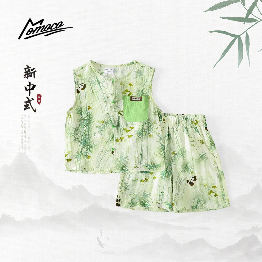 MOMOCO男童夏季新国风背心套装无袖新中式两件套77230578122