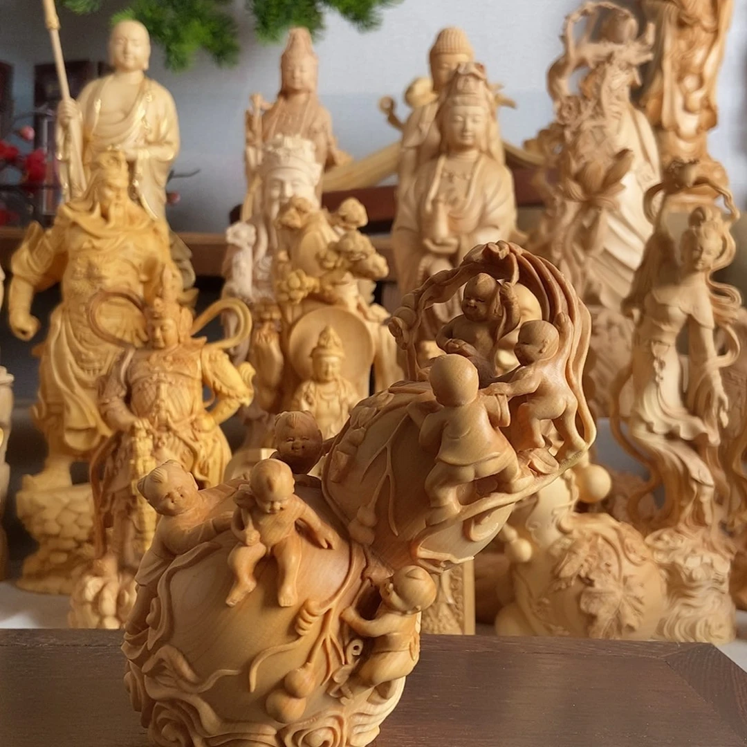 用***5黄杨木小叶黄杨木雕葫芦摆件