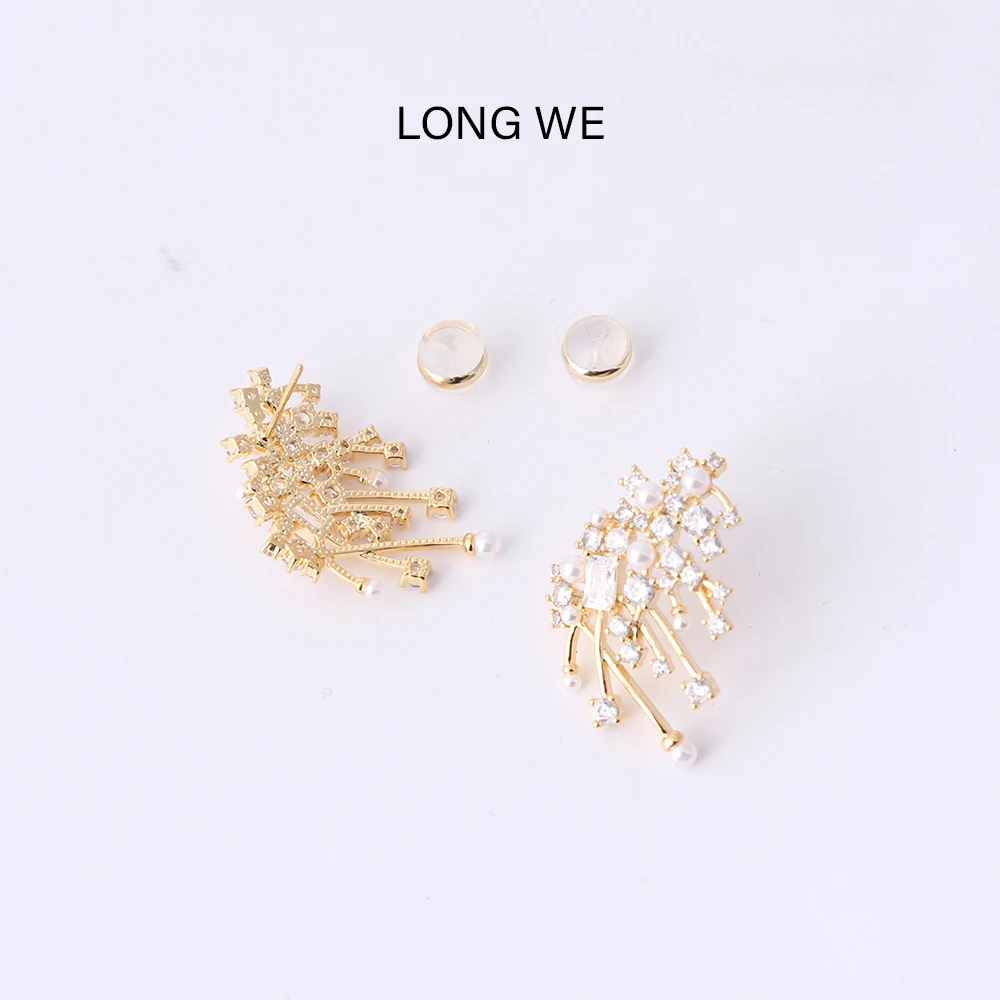 铜合金仿珍珠耳饰 星海耳钉 铜镀金轻奢高定百搭耳钉WE24014无