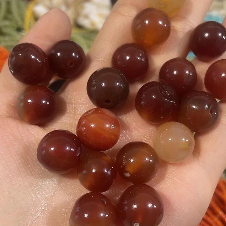 合金玛瑙/玉髓珠宝半成品10颗16mm老玛瑙圆珠