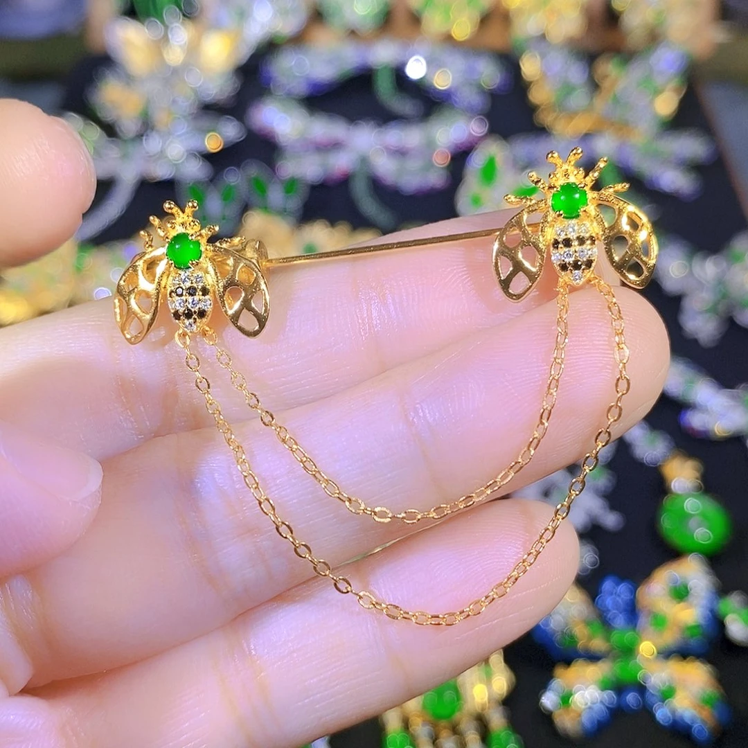 吊坠(不含链)银S925镶嵌翡翠